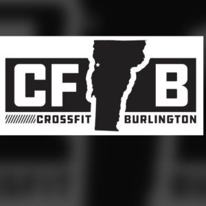 Crossfit Burlington logo featuring white and black text on a white and black background